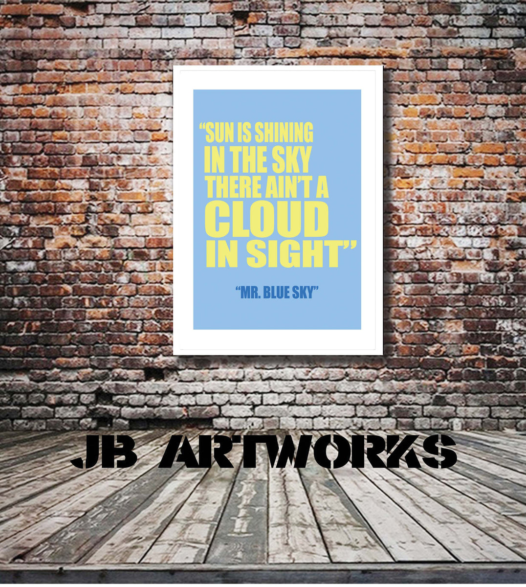 ELO "Mr Blue Sky" Lyrics Print JBartworks