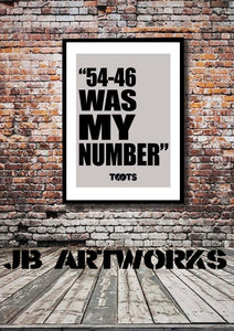 Toots And Maytals "54-46" Lyric Type Print
