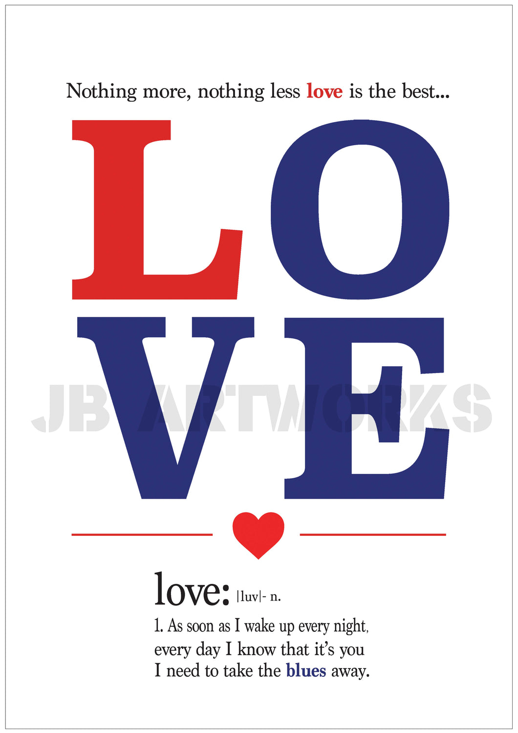 It Must Be Love Lyrics Print Red And Blue